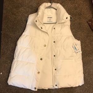 White puffer vest
